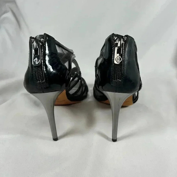 Antonio Melani Size 6.5 Black Cage Heels Metallic Heel Date Night - Picture 5 of 10
